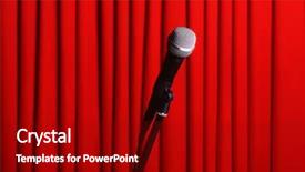  Presentation with red curtain - PPT theme consisting of vocal cords - microphone on stand on red background and a crimson colored foreground