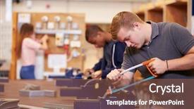  Presentation with electricians - Presentation design with vocation - college students training to become background and a violet colored foreground