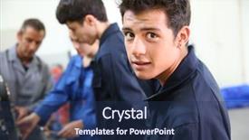  Presentation with mechanics - Colorful PPT theme enhanced with vocation - portrait of student in auto backdrop and a navy blue colored foreground