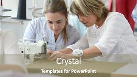  Presentation with class - Colorful theme enhanced with vocation - student with teacher in dressmaking backdrop and a coral colored foreground