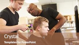  Presentation with training - Cool new PPT layouts with vocation - teacher helping students training backdrop and a coral colored foreground