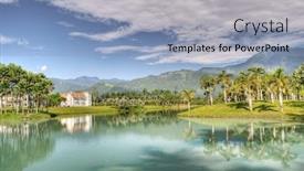  Presentation with villa - Beautiful PPT theme featuring vocation-concept-of-villa backdrop and a  colored foreground