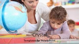  Presentation with world class manufacturing - Audience pleasing PPT theme consisting of vocation education career - teacher with pupils in class backdrop and a coral colored foreground