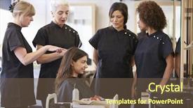  Presentation with training - Presentation theme consisting of vocational - teacher training mature students background and a tawny brown colored foreground