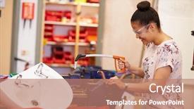  Presentation with college-students - PPT theme with vocational education - college students studying plumbing working background and a coral colored foreground