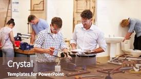  Presentation with college students - Presentation with vocational education - teacher helping college students studying background and a tawny brown colored foreground