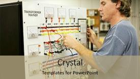  Presentation with vocational school - Colorful PPT theme enhanced with vocational school - adult education student learning electronics backdrop and a coral colored foreground