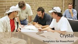  Presentation with adult education - Beautiful presentation theme featuring vocational school - adult education teacher and students backdrop and a coral colored foreground