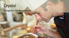  Presentation with pastry chef - PPT theme having vocational school - chef in pastry looking background and a soft green colored foreground