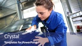  Presentation with vocational school - Audience pleasing presentation consisting of vocational school - coachbuilding sudent working on car backdrop and a  colored foreground