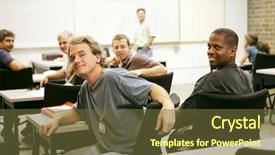  Presentation with vocational school - Cool new presentation theme with vocational school - diverse group of adult education backdrop and a tawny brown colored foreground