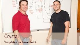  Presentation with vocational school - Presentation theme having vocational school - engineering student and teacher going background and a lemonade colored foreground