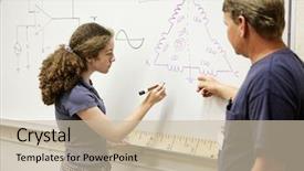  Presentation with equation - PPT theme with vocational school - female student working background and a soft green colored foreground