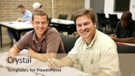  Presentation with adult education - Amazing presentation theme having vocational school - friendly happy adult education students backdrop and a soft green colored foreground