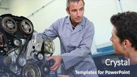  Presentation with vocational school - Colorful slide deck enhanced with vocational school - professional trainer teaching student how backdrop and a ocean colored foreground