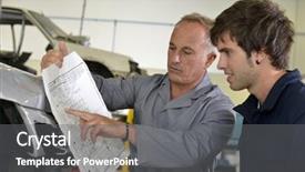  Presentation with teacher - Colorful PPT theme enhanced with vocational school - teacher with coachbuidling student backdrop and a  colored foreground