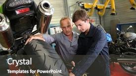  Presentation with vocational school - Presentation with vocational school - teacher with students in mechanics background and a dark gray colored foreground