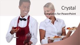  Presentation with waitress - Slide deck having vocational school - wine waiter showing a bottle background and a lemonade colored foreground