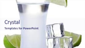  Presentation with alcohol vodka - PPT theme enhanced with vodka - shot glass filled with clear background and a sky blue colored foreground