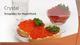  Presentation with vodka - Cool new presentation theme with vodka and red caviar on white background backdrop and a light gray colored foreground