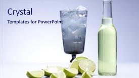  Presentation with alcohol vodka - Slide set consisting of vodka bottle - alcohol drink background and a sky blue colored foreground