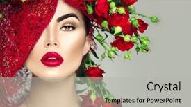  Presentation with luxury fashion - Presentation theme enhanced with vogue style roses bouquet florist background and a light gray colored foreground