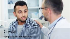  Presentation with sad - PPT theme enhanced with voice - sad young man listening background and a seafoam green colored foreground