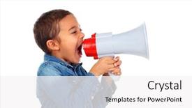  Presentation with voice - Presentation design enhanced with voice - small boy shouting background and a white colored foreground
