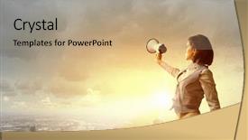  Presentation with voice - Audience pleasing theme consisting of voice - woman scream in loudspeaker backdrop and a coral colored foreground