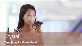  Presentation with audio - Presentation theme enhanced with voice - woman sending audio message background and a coral colored foreground