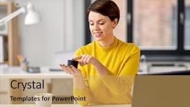  Presentation with voice - Beautiful presentation featuring voice computer - business technology and internet backdrop and a yellow colored foreground