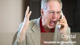  Presentation with voice - Audience pleasing PPT layouts consisting of voice customer - angry businessman shouting backdrop and a coral colored foreground