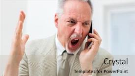  Presentation with angry - Amazing PPT theme having voice customer - angry businessman shouting backdrop and a coral colored foreground