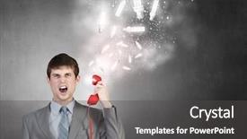  Presentation with talking on phone - Presentation design having voice customer - angry businessman talking on red background and a  colored foreground