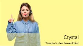  Presentation with call center - Beautiful presentation design featuring voice customer - consultant of call center woman backdrop and a white colored foreground