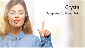  Presentation with wow - PPT theme enhanced with voice customer - consultant of call center woman background and a white colored foreground