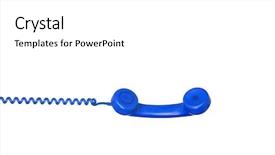  Presentation with blue and yellow phone - Audience pleasing PPT theme consisting of voice customer - old blue phone hanging backdrop and a white colored foreground