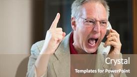  Presentation with voice customer - Theme consisting of voice customer - portrait of an angry businessman background and a coral colored foreground