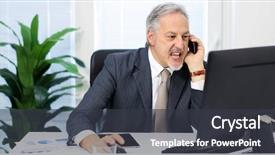  Presentation with voice customer - Slide deck featuring voice customer - portrait of an angry businessman background and a dark gray colored foreground