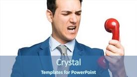  Presentation with voice customer - PPT theme consisting of voice customer - portrait of an angry businessman background and a ocean colored foreground