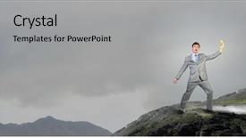  Presentation with yellow - Slide deck featuring voice customer - smiling businessman screaming in yellow background and a light gray colored foreground