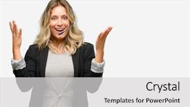  Presentation with wow - Slide deck featuring voice customer - young woman operator from call background and a light gray colored foreground