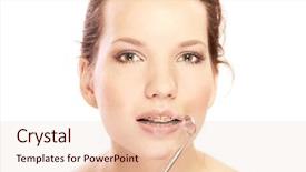  Presentation with blank whiteboard isolated on white - Cool new PPT theme with voice hygeine - comparing patient teeths isolated backdrop and a  colored foreground