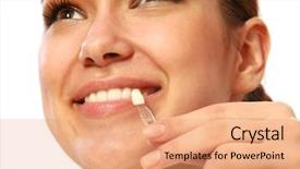  Presentation with patient and confidential - Presentation theme consisting of voice hygeine - comparing patient teeths background and a coral colored foreground