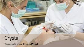  Presentation with dentist - Beautiful presentation featuring voice hygeine - dentist and nurse working backdrop and a coral colored foreground