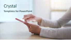  Presentation with mobil home park - Cool new slide set with uservoice - woman use of mobile phone backdrop and a sky blue colored foreground