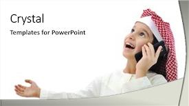  Presentation with voice signal - Theme featuring voice signal - arabic kid playing on phone background and a white colored foreground