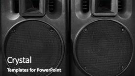  Presentation with black - Audience pleasing presentation theme consisting of voice signal - big black loudspeakers close up backdrop and a dark gray colored foreground