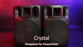  Presentation with black - Slide set enhanced with voice signal - big black loudspeakers on colourful background and a wine colored foreground