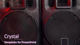  Presentation with smoke - Slide set with voice signal - big black loudspeakers background and a  colored foreground